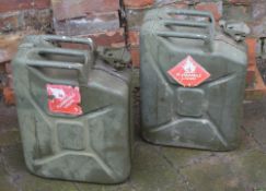 2 jerry cans with military marks