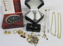 Assorted costume jewellery inc 2 gold plated chains