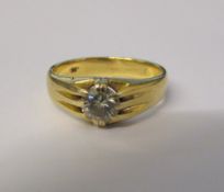 18ct gold gents diamond gypsy ring 0.50 ct 6.