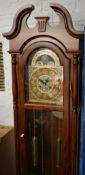 Modern longcase style clock with replica moon phase and weights