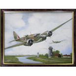 Oil on board of a WWII Bristol Blenheim 44 cm x 34 cm