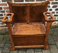 1920's oak hall bench stick stand arms H91cm W81cm