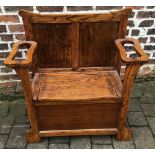 1920's oak hall bench stick stand arms H91cm W81cm