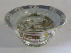 W & R Stoke on Trent Carlton ware lustre two handled pedestal bowl 'Barge' pattern D 26 cm (chip to