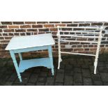Painted pine washstand (one leg cut down) & a Victorian painted towel rail