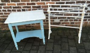 Painted pine washstand (one leg cut down) & a Victorian painted towel rail