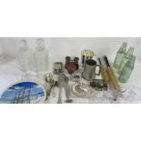 Assorted ceramics, glassware, rolled gold pens,