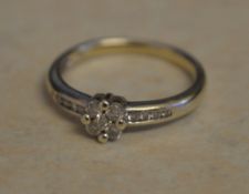 9ct modern white gold diamond ring,