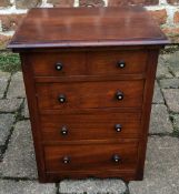 Late 19th century mahogany cabinet in the form of a miniature chest of drawers with hinged to &