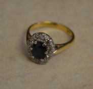 18ct gold and platinum set sapphire and diamond ring, total approx weight 4.