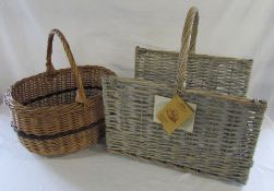 2 wicker baskets inc logs basket