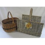 2 wicker baskets inc logs basket