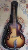 Hofner Compensator accoustic guitar with case (slight damage to body)