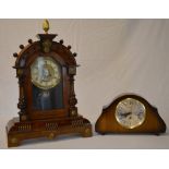 An ornate custom made mantle clock and a Bentima mantle clock