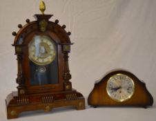 An ornate custom made mantle clock and a Bentima mantle clock