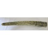 Replica Scrimshaw in the shape of a tusk 'The Ship Charles W Morgan New Bedford' L 54 cm