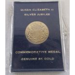 Queen Elizabeth II cased Silver Jubilee commemorative medal in 9ct gold
