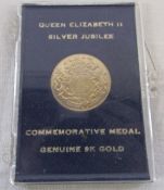 Queen Elizabeth II cased Silver Jubilee commemorative medal in 9ct gold