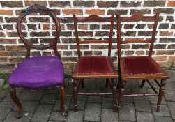 Victorian balloon back chair & 2 bedroom chairs