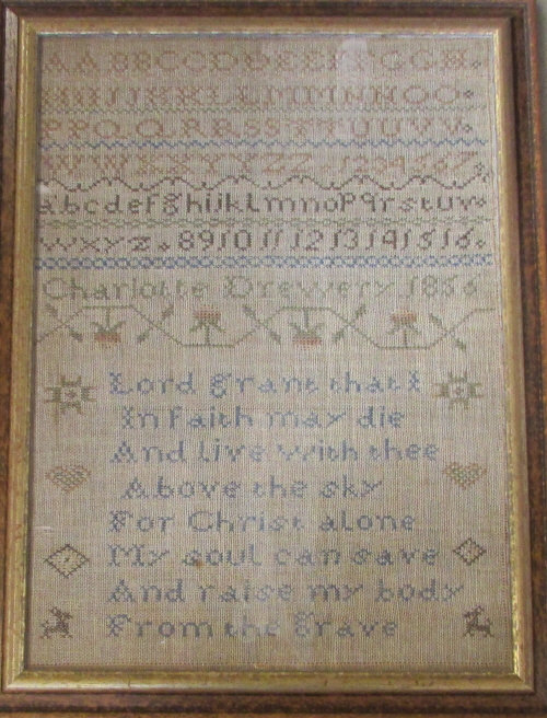 Victorian sampler by Charlotte Drewery 1856 38 cm x 49 cm