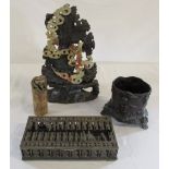 Carved stone and soapstone figure, seal,