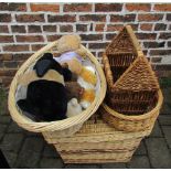 5 wicker baskets and a selection of soft toys (some not shown)