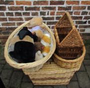 5 wicker baskets and a selection of soft toys (some not shown)