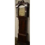 Early 19th century longcase clock with 8 day movement & moon phase lunar dial in a mahogany veneer