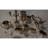 Various silver plate and pewter including tankards,