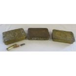 3 Princess Mary WWI Christmas tins one with original bullet pencil