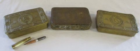 3 Princess Mary WWI Christmas tins one with original bullet pencil