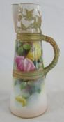 Royal Worcester blush ivory jug with hand painted & gilded decoration signed J Lander shape no 1047