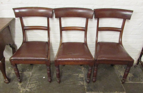3 Victorian drop seat dining chairs