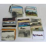 Approx 200 assorted postcards inc ships, trains, animals,