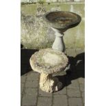 Composite stone bird bath H 71 cm & one other
