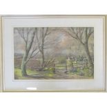 David N Robinson collection - pastel drawing 'Spring morning Lincolnshire' by Horncastle artist