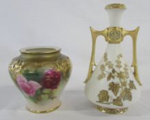 2 pieces of Royal Worcester - ivory with gilt decoration vase shape no 1021 registration no 5434 H