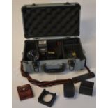 Camera accessory case, various lenses,