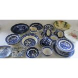Various blue and white ceramics inc Fenton