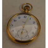 Early 20th century 18ct gold Limit open face pocket watch, with Arabic numerals,