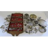 Various silver plate inc rose bowls and collectors teaspoons (small quantity of sterling silver)