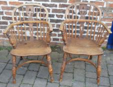 Pair of Windsor chairs with crinoline stretchers,