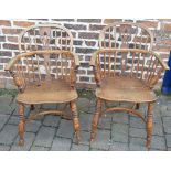 Pair of Windsor chairs with crinoline stretchers,