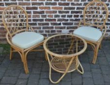 Bamboo conservatory table and 2 chairs