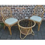 Bamboo conservatory table and 2 chairs