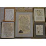 5 framed Lincolnshire maps
