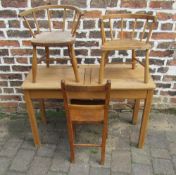 Double school desk and 3 children's chairs