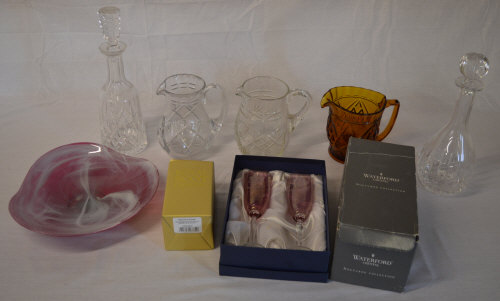 Various glassware including decanters and jugs