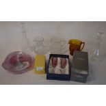 Various glassware including decanters and jugs