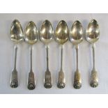 Set of 6 Victorian silver teaspoons Newcastle 1859 weight 3.